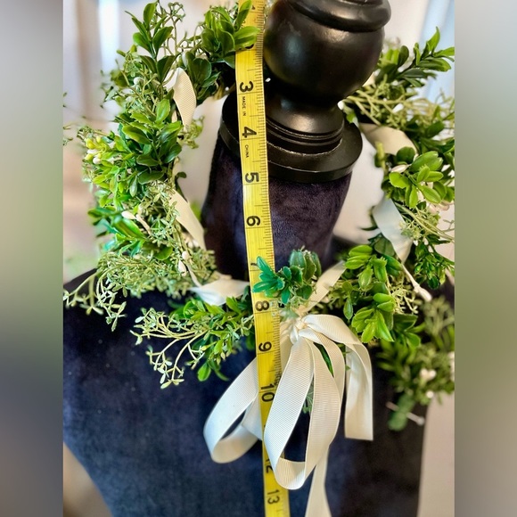 Bridal Halo 10 In W Matching Boutonnière Silk Greenery Pearls Cream Ribbon - Picture 6 of 7